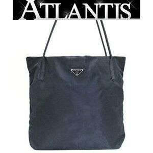 Prada Triangle Logo Shoulder Tote Bag Nylon Navy Blue